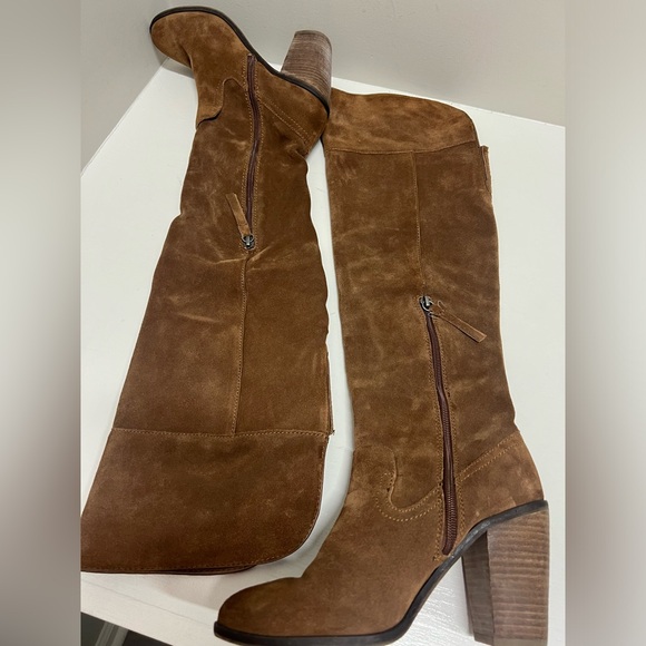 Dolce Vita Cognac Suede Over the Knee Heeled Boots - Picture 4 of 7